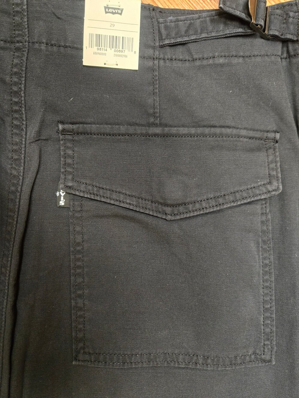 Levi's cinched long black skirt 8/29 nwt pockets adj. waist split so cute goth - Picture 8 of 15
